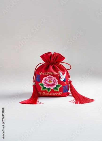 Obraz 복주머니, 福, 명절, 설날, 새해, 세배, 세뱃돈, 구정, 신정, 전통 공예품, 주머니, 한복, 한국 전통, 문화, 풍습, 자수, 컨셉, 미신, 나쁜 기운을 쫓아내다, 복을 불러오다, 행운