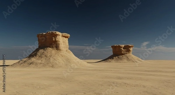 Obraz Desert landscape featuring sandstone formations under a clear blue sky