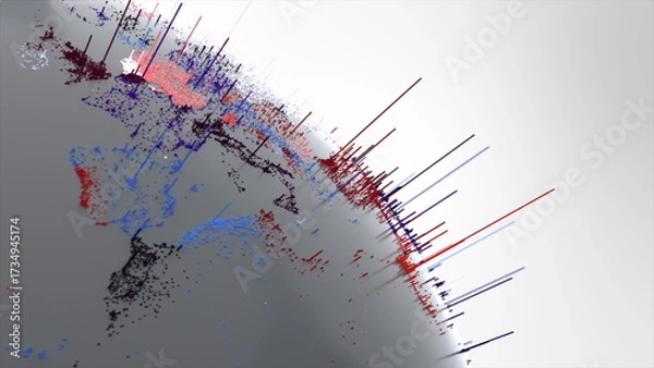 Obraz Dynamic Global Data Visualization Showing Population Density on Spinning Earth Sphere for Corporate Presentations and Broadcast 3d render