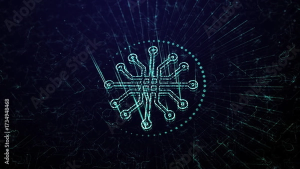 Obraz Futuristic computer network background with glowing matrix code for digital and technology themes 3d render