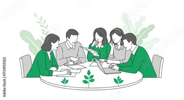 Fototapeta Business Team Meeting Discussing Strategy and Working Together Collaborative Environment