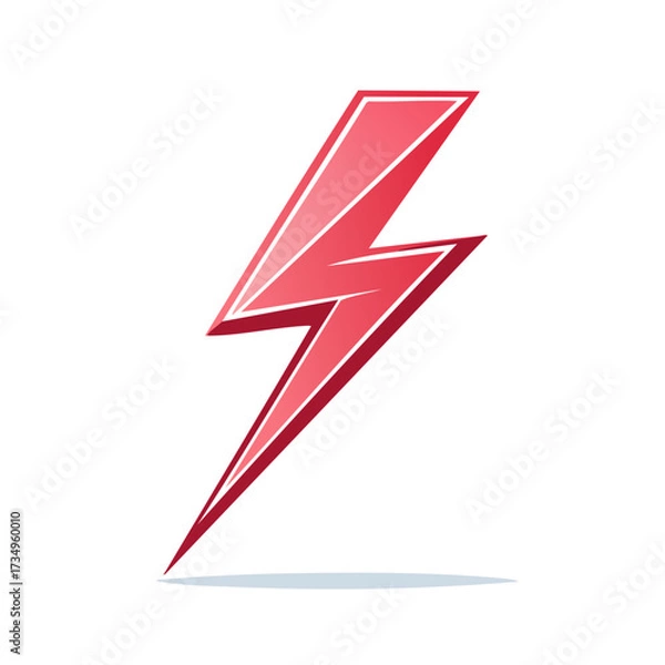 Fototapeta Dynamic red lightning bolt logo design element vibrant gradient electric energy icon