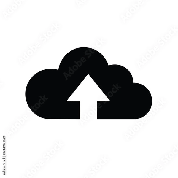 Obraz Black Cloud Upload Icon for Digital Data Transfer Online Storage and Cloud Computing
