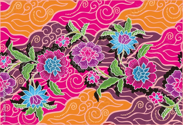 Fototapeta Batik Indonesian: is a technique of wax-resist dyeing applied to whole cloth, or cloth made using this technique originated from Indonesia.