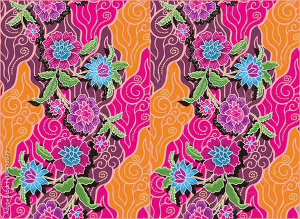 Fototapeta Batik Indonesian: is a technique of wax-resist dyeing applied to whole cloth, or cloth made using this technique originated from Indonesia.