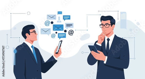 Fototapeta Businessmen Using Smartphones and Email Concept for Communication and Technology