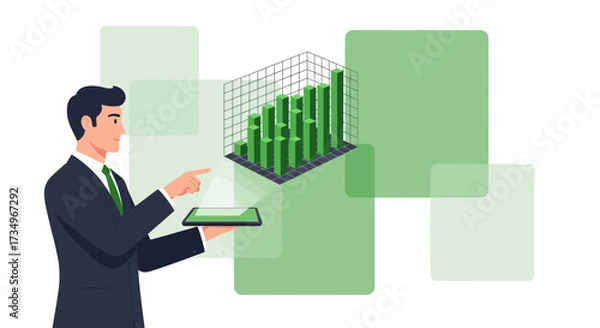 Fototapeta Businessperson analyzing financial data using a tablet and a chart for analytics