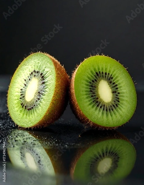Fototapeta Two halves of a kiwi fruit, close-up