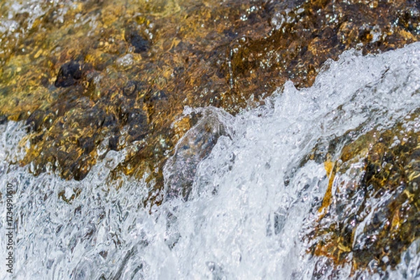 Fototapeta 秋の川　清流の流れのアップ38