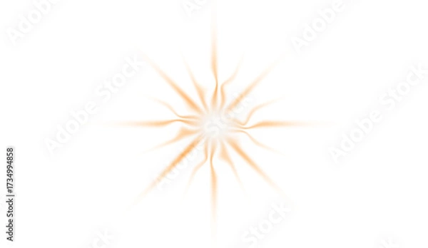 Fototapeta A bright orange starburst pattern with a white center on a black background symmetrical design on transparent background