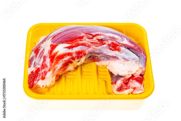 Fototapeta angle view raw beef shank at horizontal composition