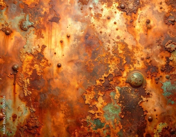 Fototapeta Intricate rusty surface with detailed corrosion and unique textures of aged metal