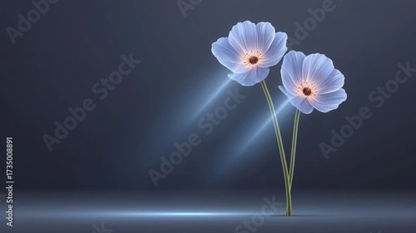 Fototapeta valentine flowers 2026 Delicate line art flowers against a soft background, highlighting elegance and simplicity.