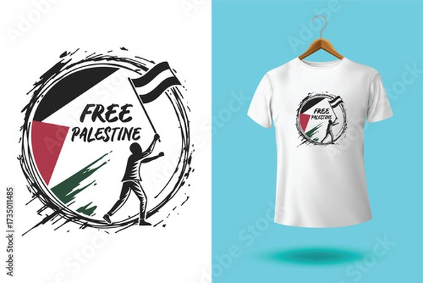Fototapeta Palestine design vector, Save Palestine illustration for banner, t-shirt, poster, sticker, badges, social media design. Hand-Drawn Lettering Phrase, Calligraphy Graphic Typography.