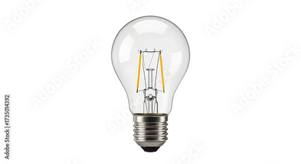 Obraz Realistic clear glass LED filament light bulb isolated on white studio background