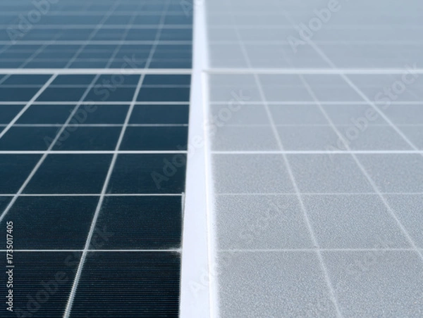 Fototapeta Solar panel maintenance ensures efficient energy production and longevity by keeping surface clean and free from damage