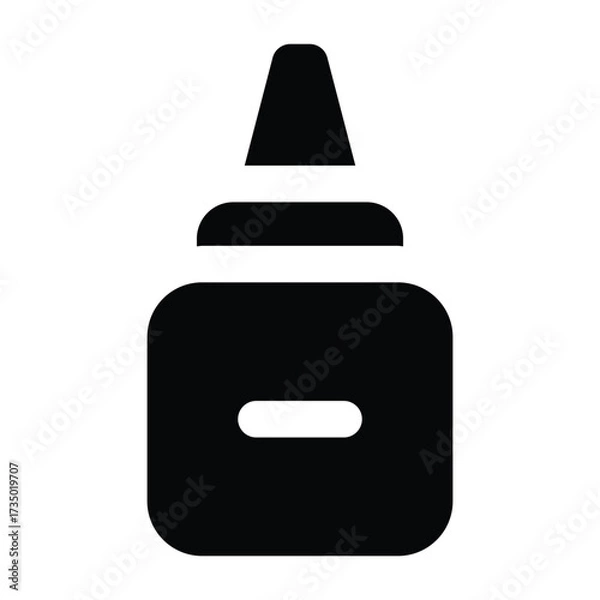 Fototapeta Solid black glue bottle illustration in simple flat design, representing adhesive supply. Perfect for school, craft, and office usage.