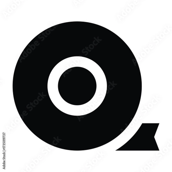 Fototapeta Solid black scotch tape roll illustration in minimal flat style. Perfect for office, school, packaging, and craft projects.