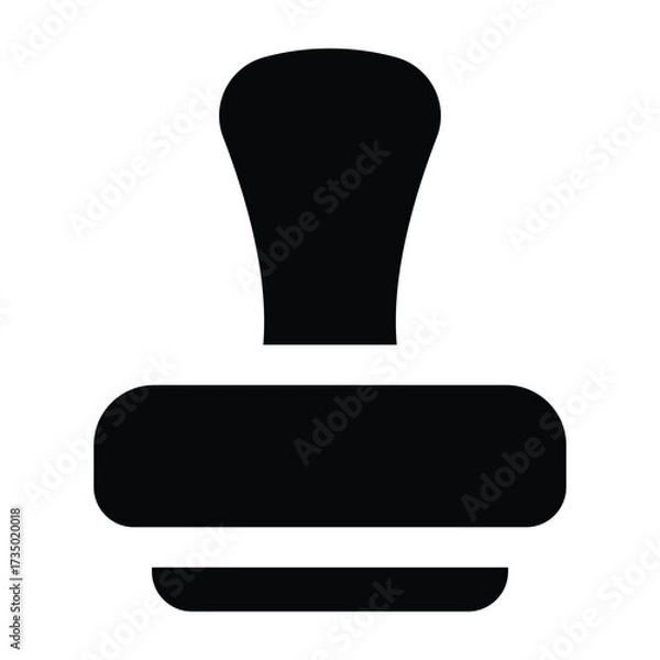 Fototapeta Solid black stamp illustration in flat minimal design, featuring a simple base and handle. Perfect for approval, business, office, and legal projects.