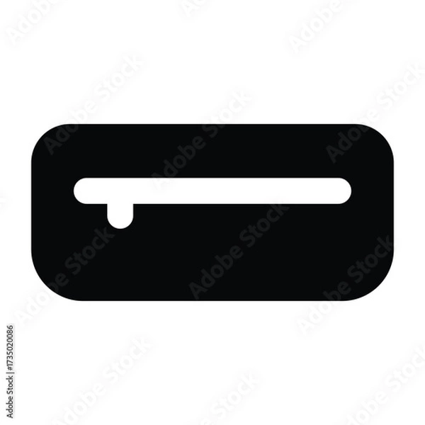 Fototapeta Solid black pencil case illustration in flat style, simple rectangular design. Great for school, office, stationery, and organizational projects.