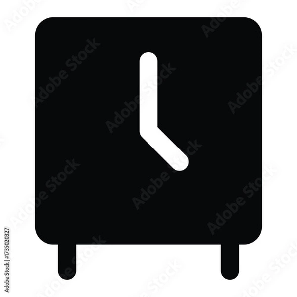 Fototapeta Solid black wall clock illustration in flat minimal design with simple hands and frame. Great for office, time management, schedule, and productivity projects.
