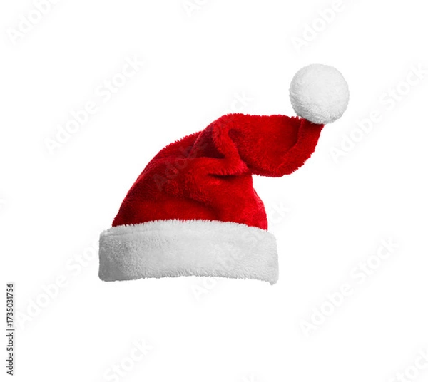 Fototapeta Santa Claus helper hat, closeup object. Isolated on transparent background. Christmas and New Year celebration