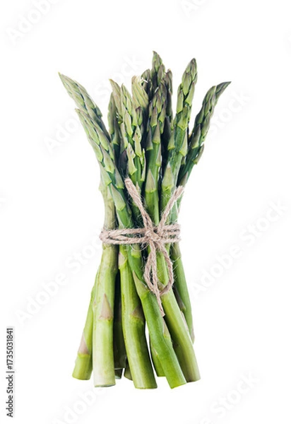 Fototapeta Fresh green asparagus, closeup object. Isolated on transparent background