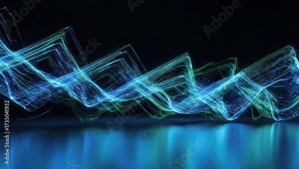 Obraz Abstract digital waves in turquoise and teal