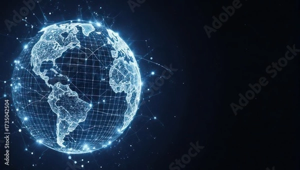 Obraz Digital globe, network lines, global connectivity