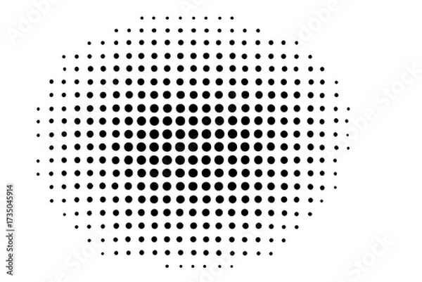 Fototapeta Abstract background with asymmetric halftone dots effect. Monochrome dotted texture for pop art or comic design. Polka dot pattern with radial gradient. Vector illustration.