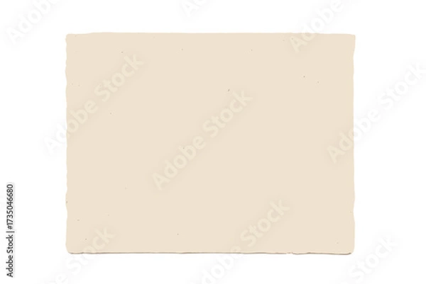 Obraz Craft paper texture background. Handmade recycled paper with deckle edge. Minimal beige grainy cardboard sheet. Vintage parchment card isolated on white. Abstract backdrop.