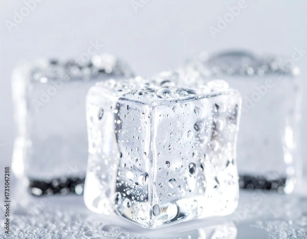 Fototapeta Close-up of ice cubes with water droplets