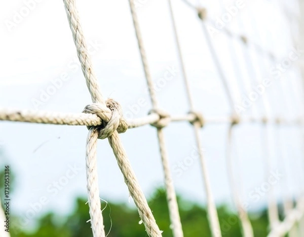 Fototapeta Close-up of knotted ropes on a net