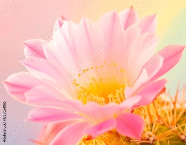 Fototapeta Close-up of a delicate pink cactus flower