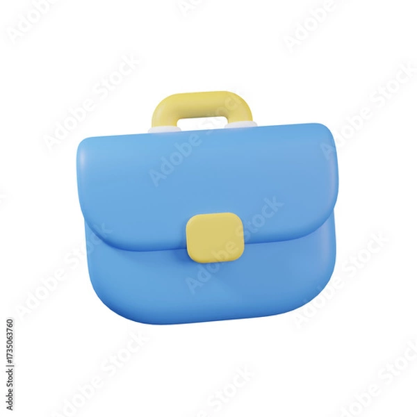 Fototapeta Light Blue Briefcase Cartoonish Style with Yellow Handle on a Transparent Background