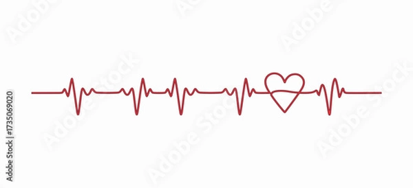Fototapeta vector Creative ECG Lines with Heart Symbol on White Background,