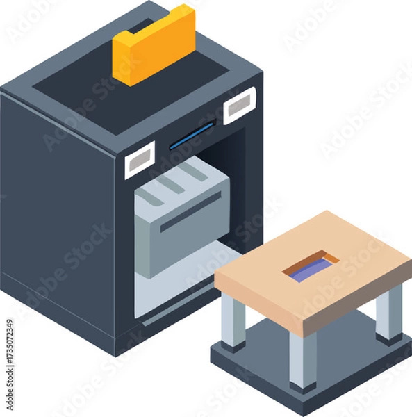 Fototapeta A printer sits on a table next to a file, showcasing an organized workspace for printing documents.