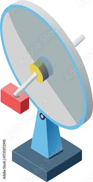 Fototapeta An illustration of a satellite dish, showcasing its curved surface and supporting structure against a plain background.