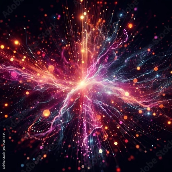 Fototapeta Futuristic Scatter Plot with Particle Trails