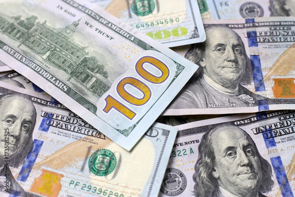 Fototapeta U.S. one hundred dollar banknotes.