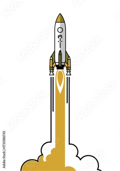 Fototapeta Minimalist Flat Design Rocket Startup Launch Illustration