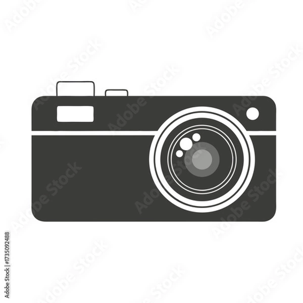 Fototapeta Clean Flat Vector Illustration of a Modern Camera Icon with Detailed Lens Design