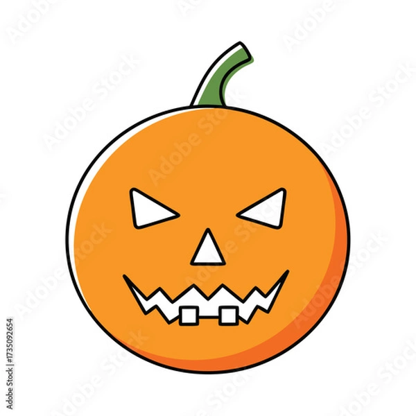 Fototapeta Minimalist Vector Illustration of Halloween Pumpkin Face with Angry Expression