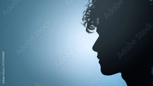 Fototapeta Striking silhouette captures woman with flowing hair emphasizing form and elegant style.