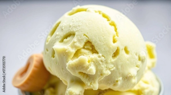 Fototapeta Sweet Indulgence: A luscious scoop of creamy ice cream. A delightful close-up captures the smooth texture and irresistible allure of a refreshing treat.