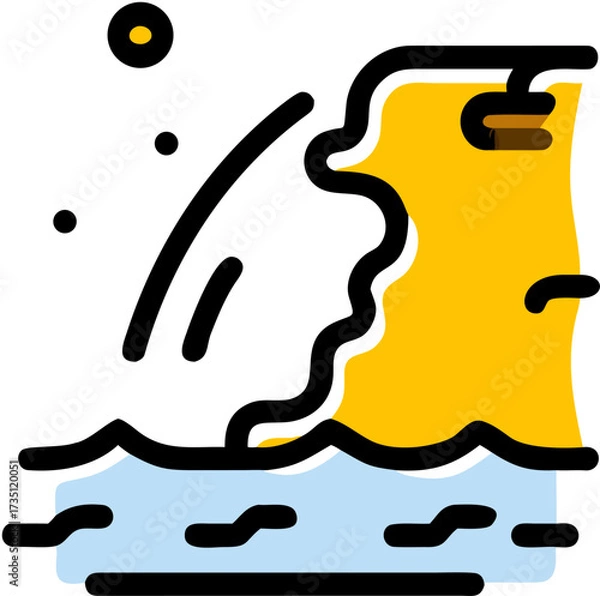 Fototapeta Seascape Waterfall Icon Isolated on Transparent Background Vector Illustration
