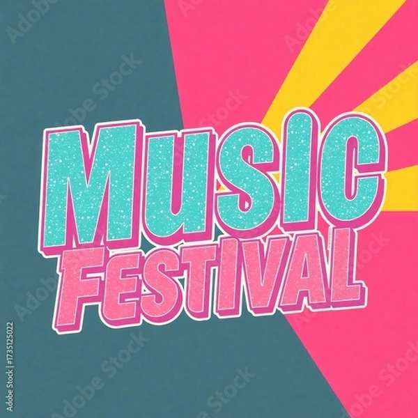 Fototapeta Vibrant Music Festival Illustration: A dynamic illustration of a music festival, with bold typography and a colorful design, exuding a sense of excitement and entertainment. 