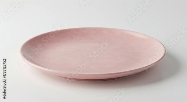 Obraz A Simple Pink Ceramic Plate on a White Background.