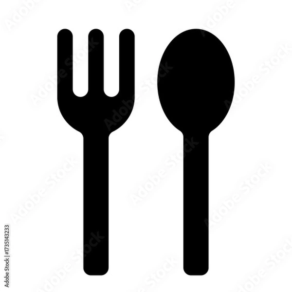 Obraz 食器：シンプルなフォークとスプーンのアイコンイラスト001