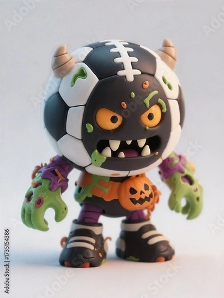 Obraz 3D cute football monster on white background